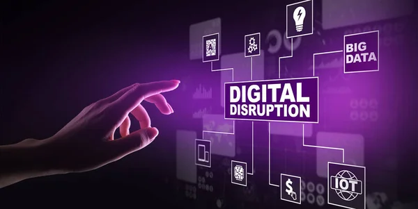 Digital Disruption. Disruptive business ideas. IOT, network, smart city, big  data, cloud, analytics, web-scale IT, AI. — Stock Photo © WrightStudio  #407534514